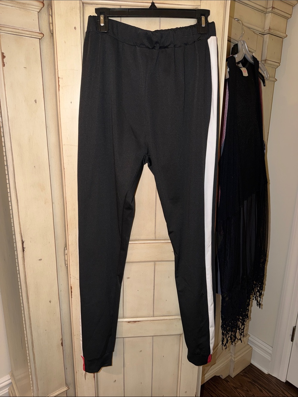 SHEIN Black Joggers with White Side Stripe